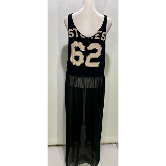 The rolling stones band graphic maxi dress forever 21 sheer chiffon women M - Picture 2 of 6